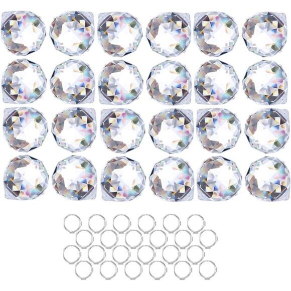 GIFTS Crystalsuncatcher 24pcs Clear Crystal Ball Prism Suncatcher - Picture 1 of 7